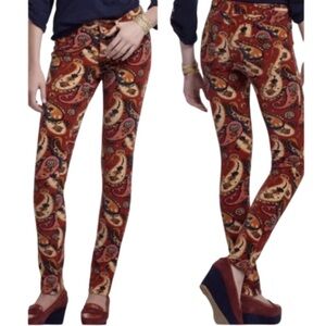 Pilcro and the Letterpress Anthropologie Paisley Straight Leg Corduroy Jeans